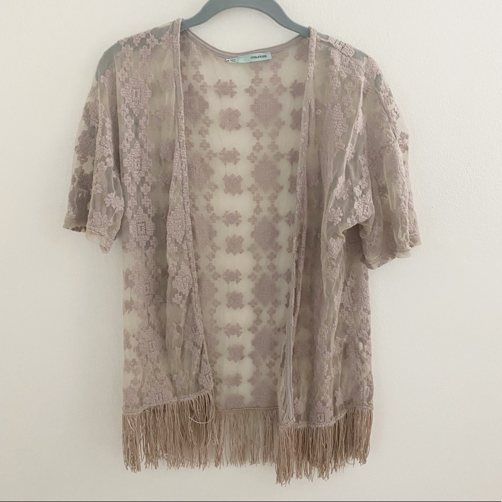 Maurices 💜 Lavender Lace Tassel Kimono